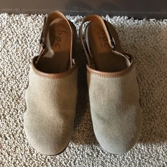 BOC Beige Canvas Backstrap Clog Mules, EUC, 36/6 - Picture 8 of 14